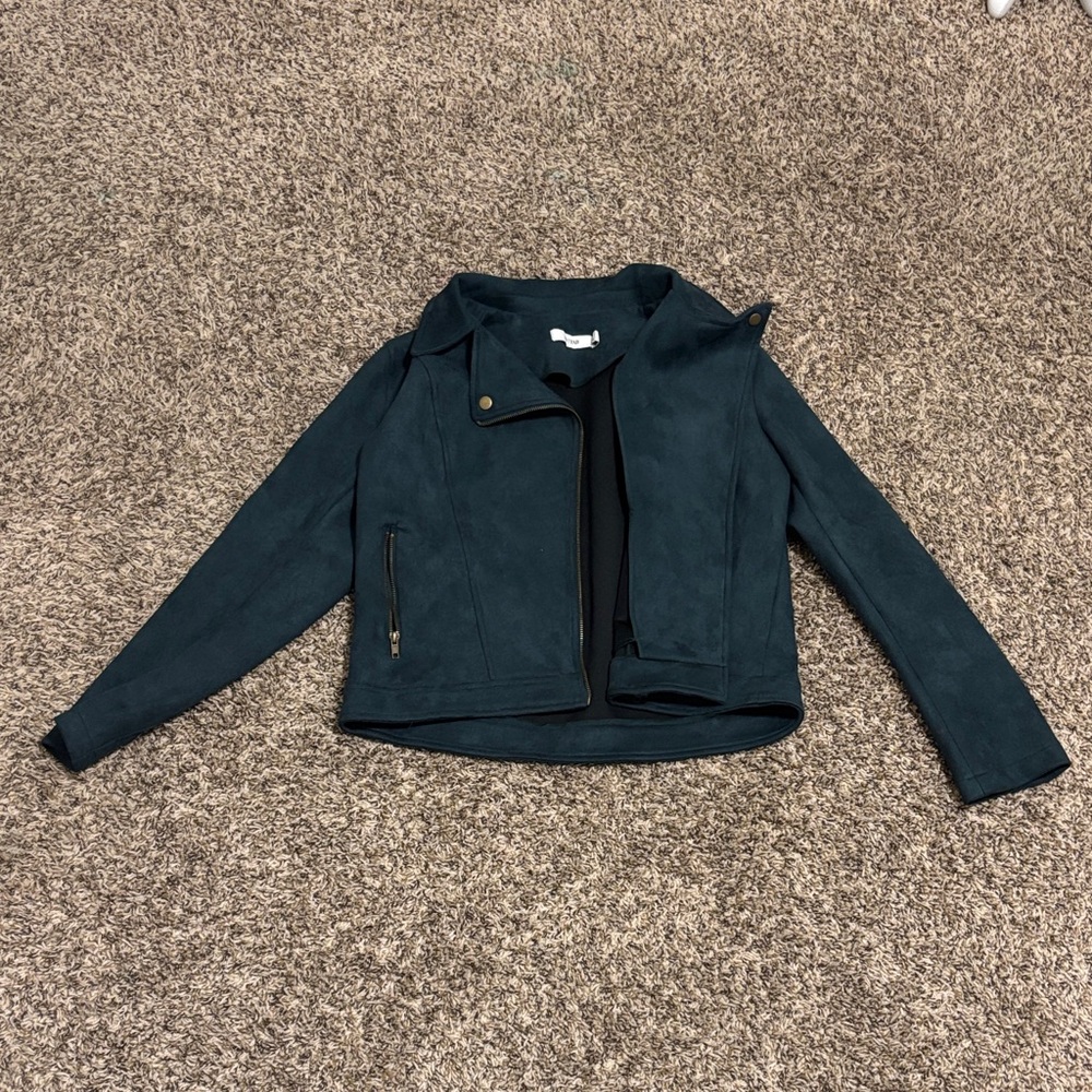 JustFab Dark Teal Leather Jacket